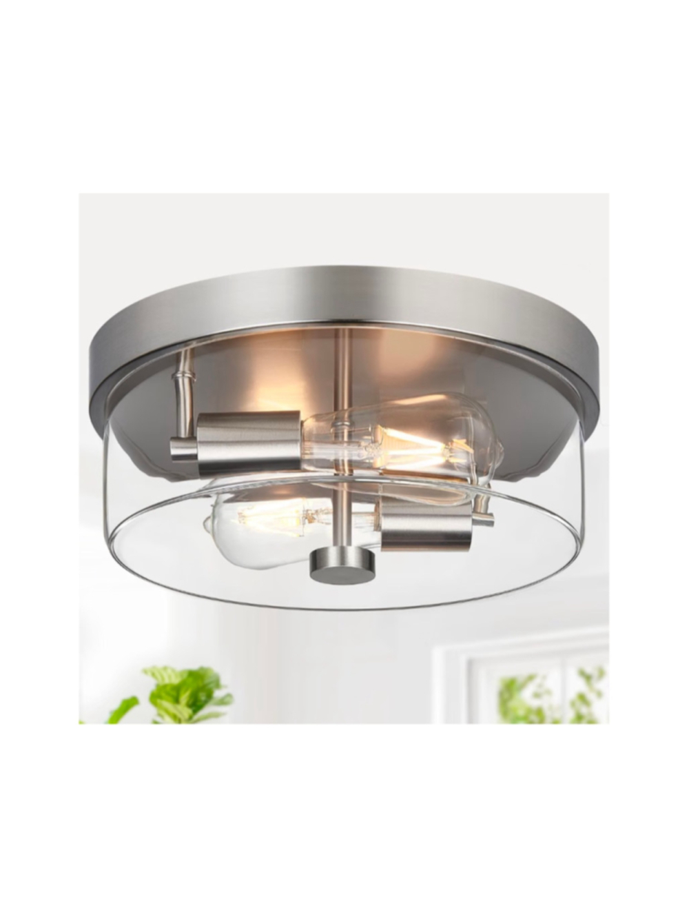 Flush Mount Ceiling Light Fixtures, 2-Light 12 Inch Brushed Nickel